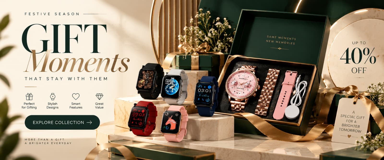 Festive season gifting: smartwatches and a gift set, up to 40% off.