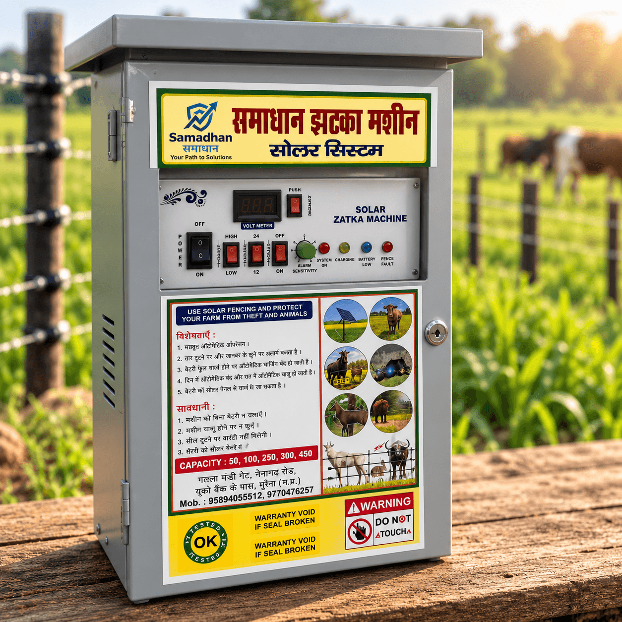 Samadhaan Solar Fence Energizer 24KB Mattel Body With USB Display