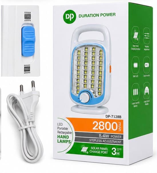 DP DP-7128B Rechargeable LED Emergency Light | 2800mAh Battery | 8.4W | Adjustable Brightness | Portable Lantern