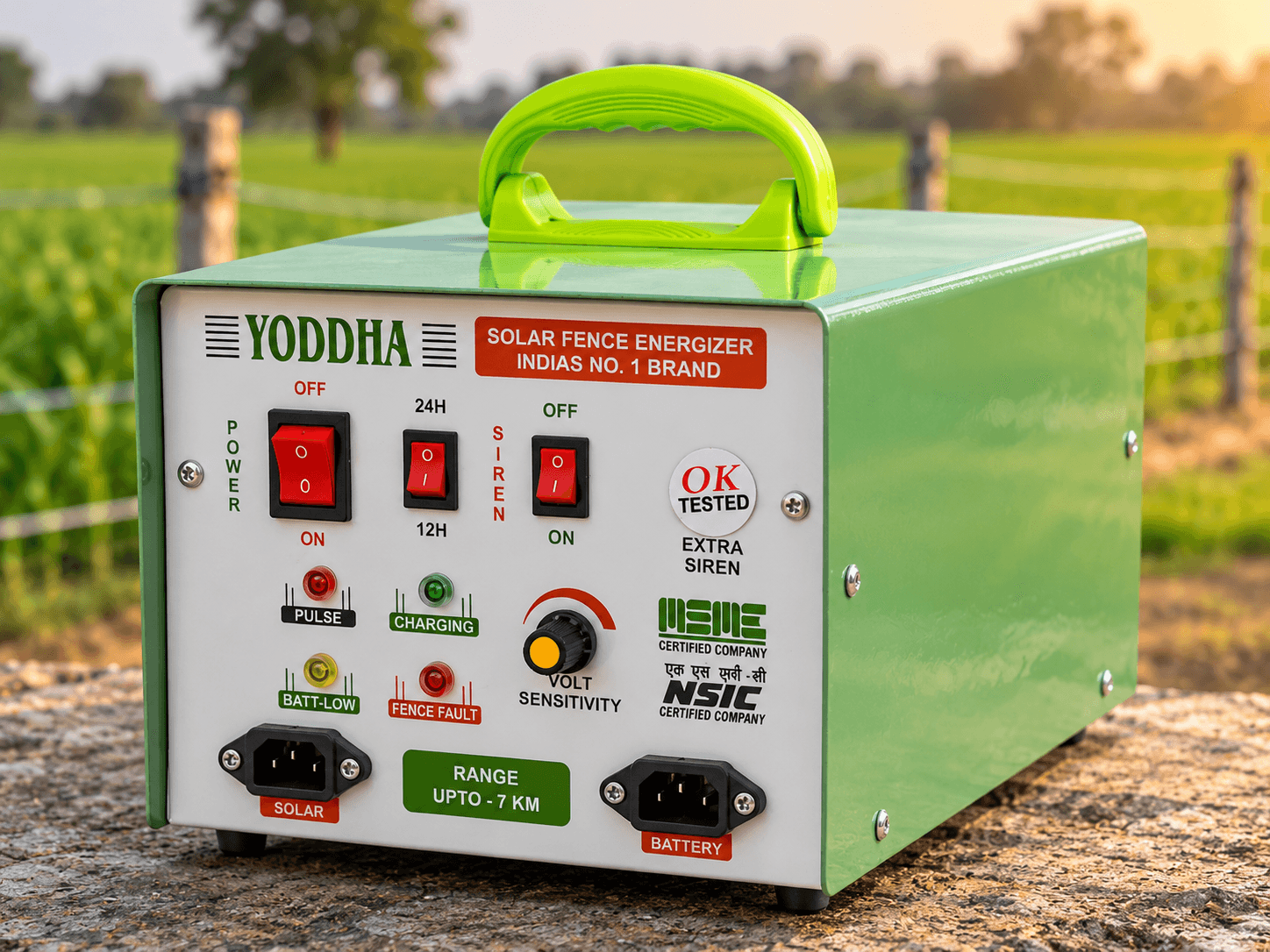 Yoddha Solar Fence Energizer – 150 Acre Farm Protection Machine
