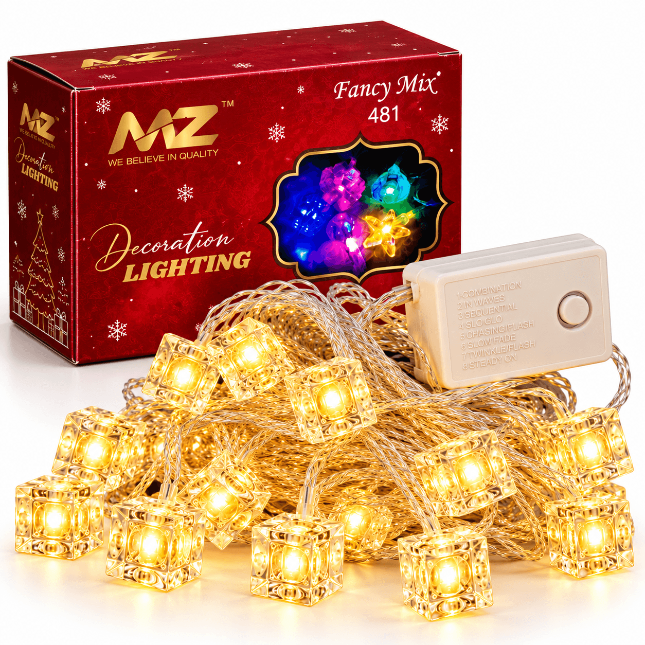 8 Meter Cube LED String Lights Warm White