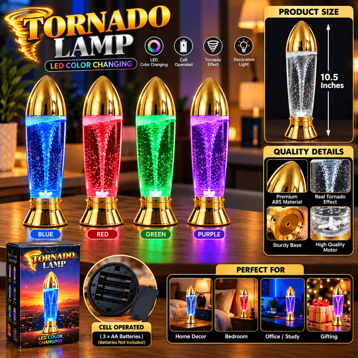 Tornado LED Colour Changing Lamp