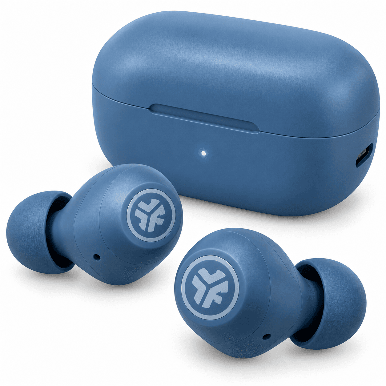 JLab GO Air Pop True Wireless Bluetooth Earbuds – 32+ Hours Playtime, Dual Connect, EQ Sound, Blue Grey