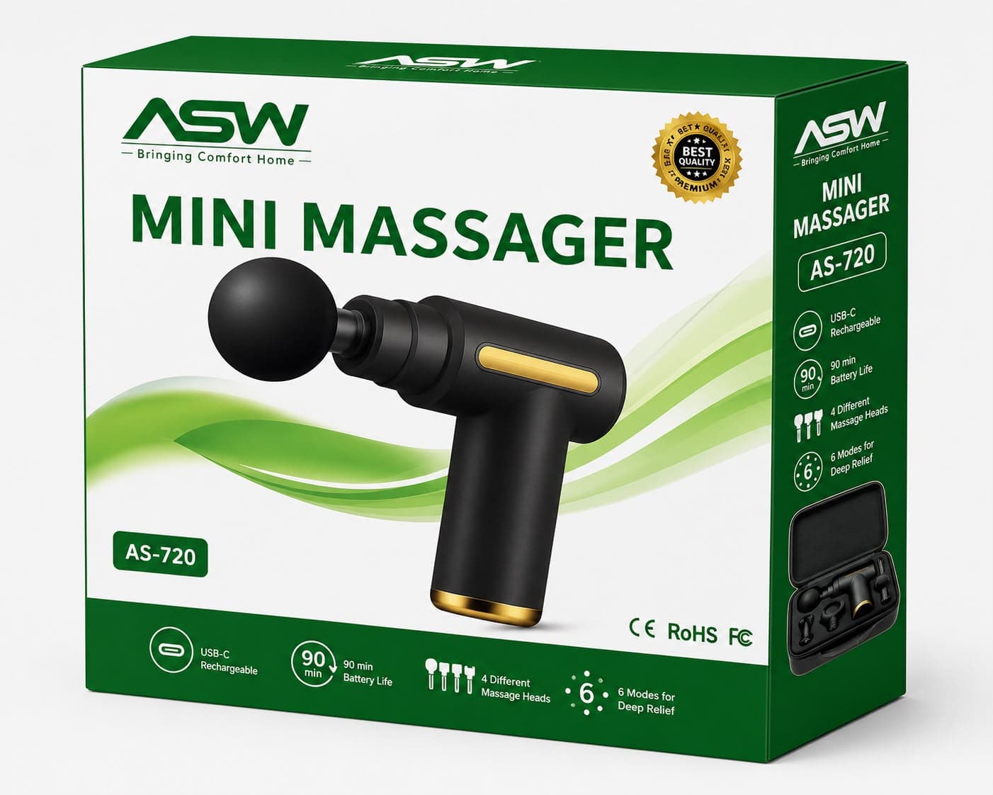 ASW Mini Massage Gun – AS-720 | Rechargeable Body Massager