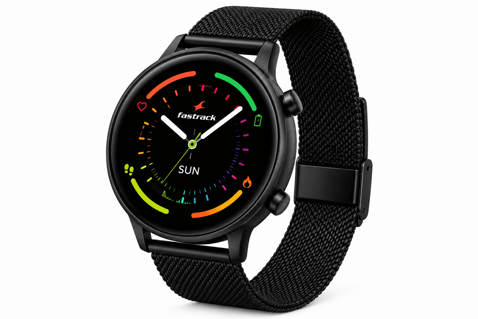 Fastrack Reflex Play+ AMOLED Smartwatch with Bluetooth Calling, Heart Rate & SpO2 Monitoring – Classic Black