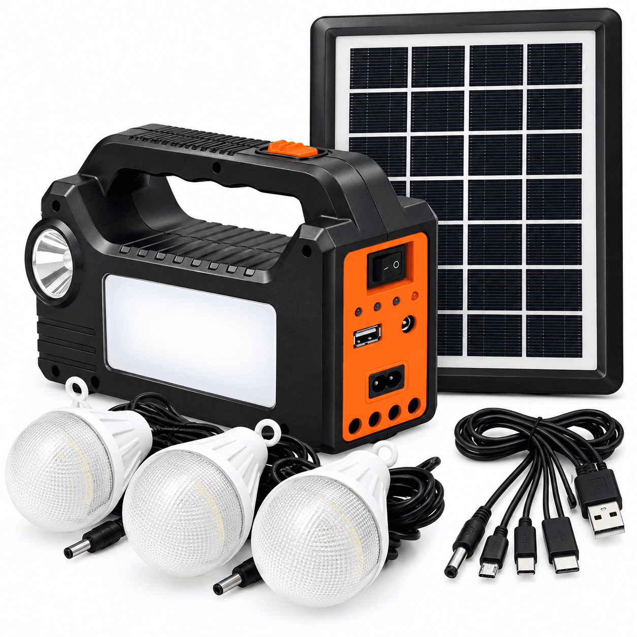 \Solar Mini Inverter RL24190 with 3 LED Bulbs, Solar Panel, USB Charging Port & Portable LED Torch