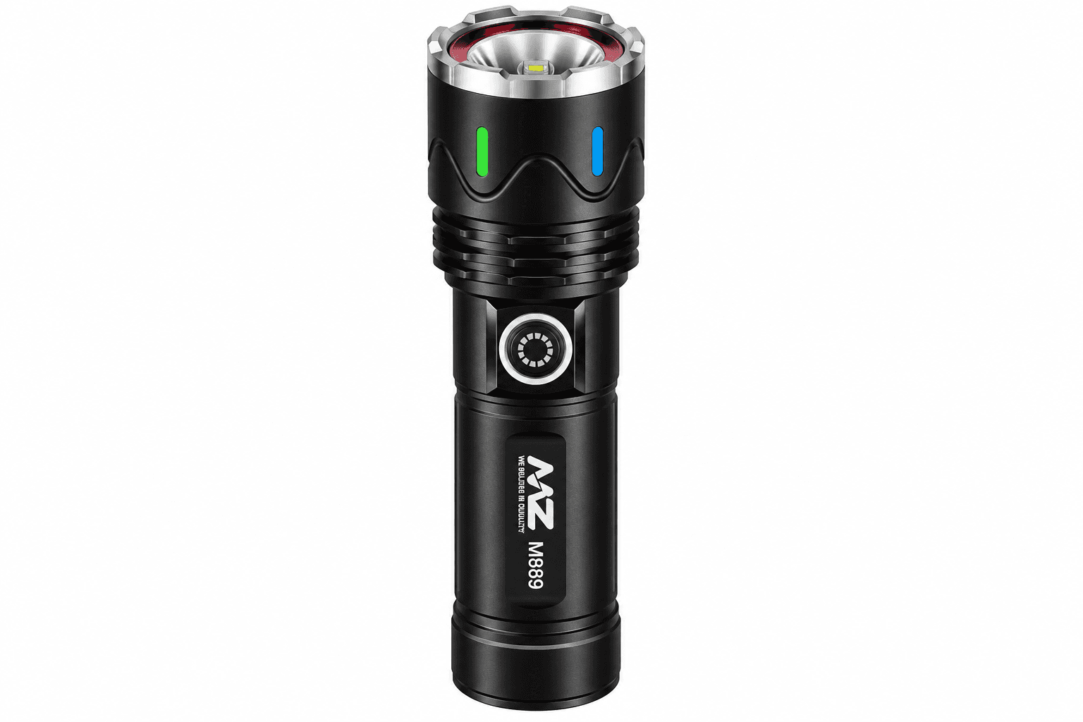 MNZ M989 Rechargeable LED Torch Light | Portable Handheld Flashlight with Protective Carry Case – Black