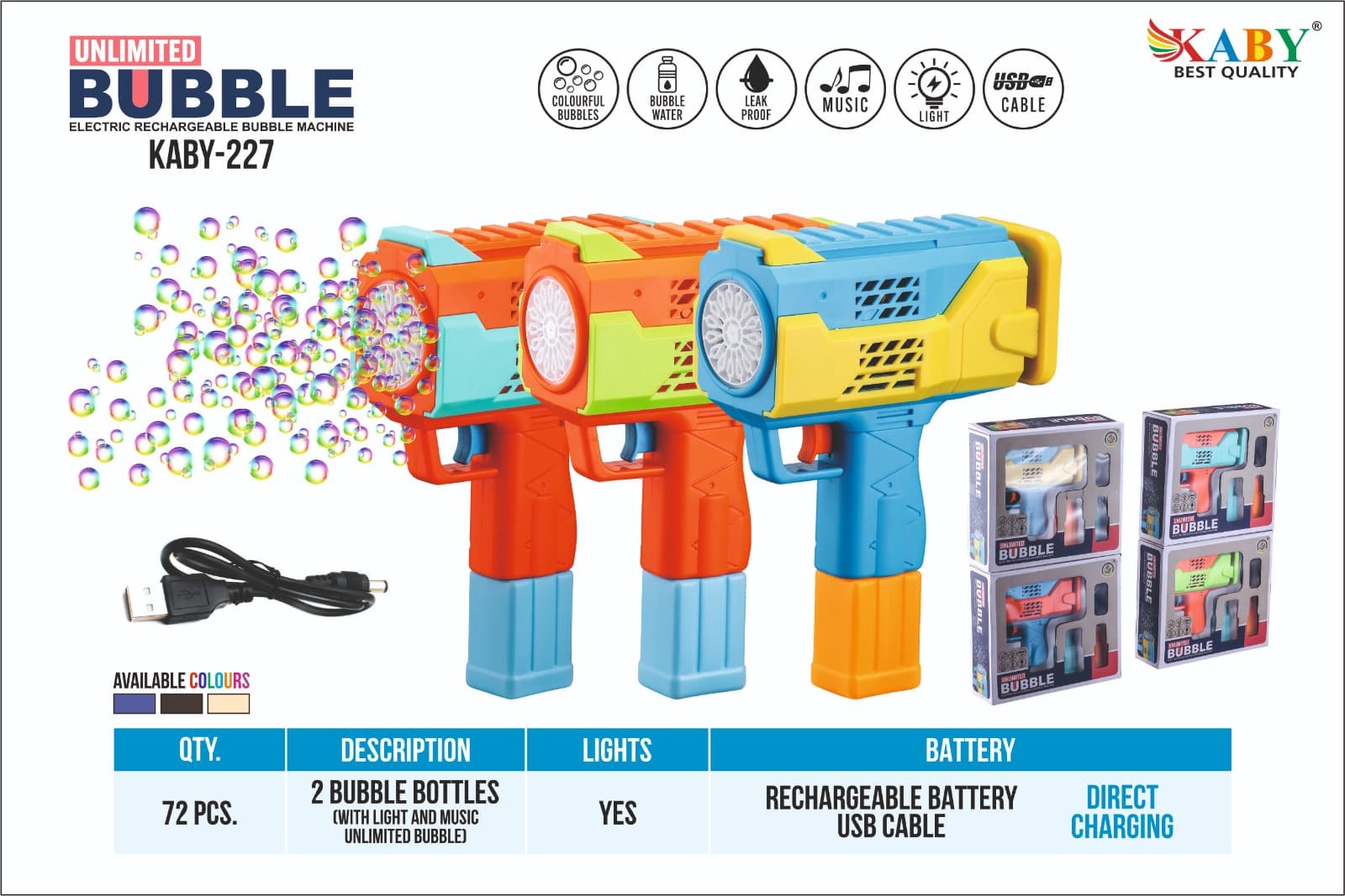 72 Hole Automatic Bubble Gun Machine with LED Light & Music