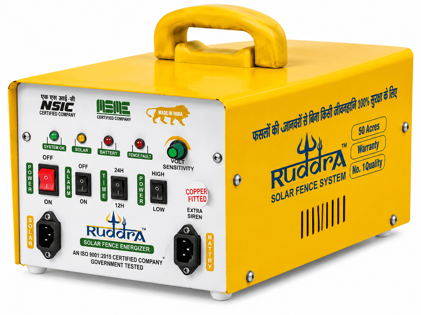 Samadhaan Solar Fence Energizer – 100 Acre Solar Jhatka Machine for Farm Protection