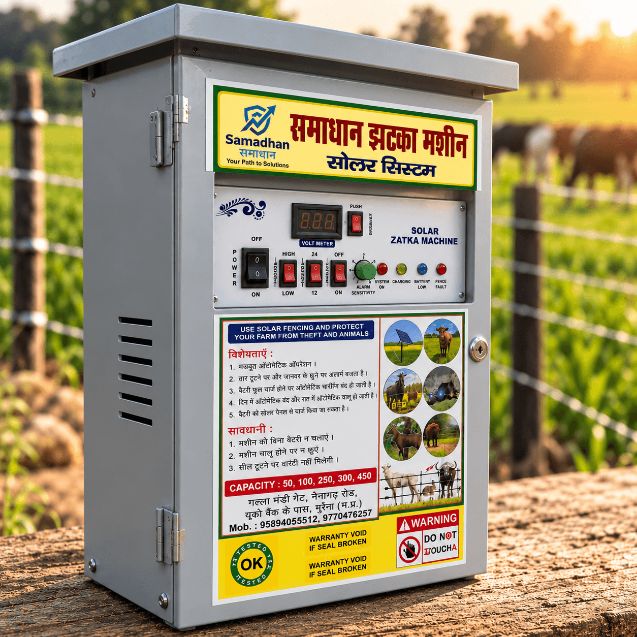 Samadhaan Solar Fence Energizer 24KB Mattel Body With USB Display
