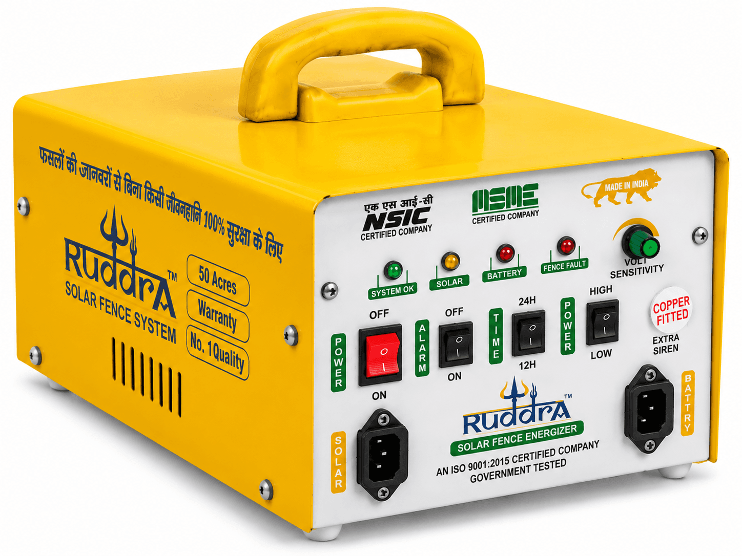 Samadhaan Solar Fence Energizer – 100 Acre Solar Jhatka Machine for Farm Protection