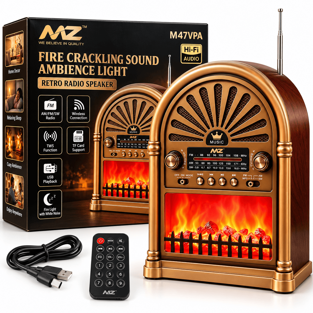 MZ M47VPA Retro Bluetooth Speaker