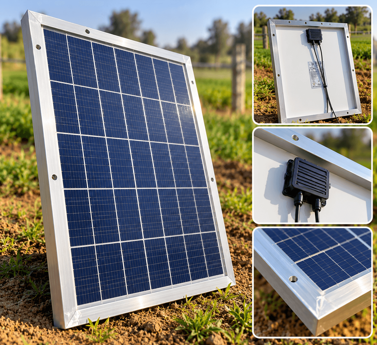 40W Solar Panel for Jhatka Machine | Solar Battery Charging Plate | Agricultural Electric Fencing Solar Panel