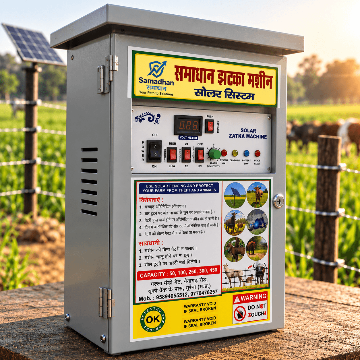 Samadhaan Solar Fence Energizer 24KB Mattel Body With USB Display