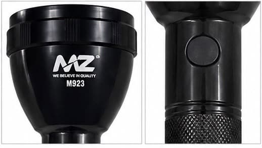 MZ M923 High Power Rechargeable LED Torch Light | USB Charging | Long Range Flashlight | Black